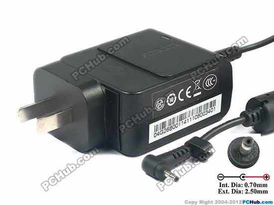 ASUS Eee PC 1015B AC Adapter- Laptop 19V 1.58A, 2.5/0.7mm, US 2-Pin Plug