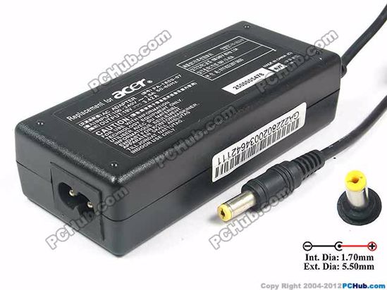 For Acer Laptop AC Adapter Compatible 19V 3.42A, 5.5/1.7mm, 2-Prong, New