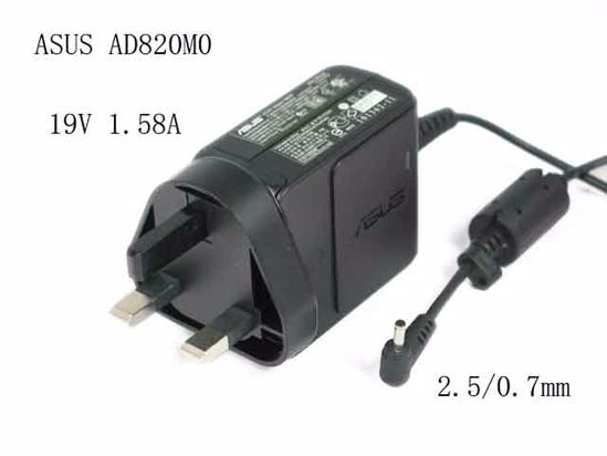 ASUS Eee PC 1015P AC Adapter NEW Original 19V 1.58A 2.5/0.7mm, UK 3 Prong, Black, New