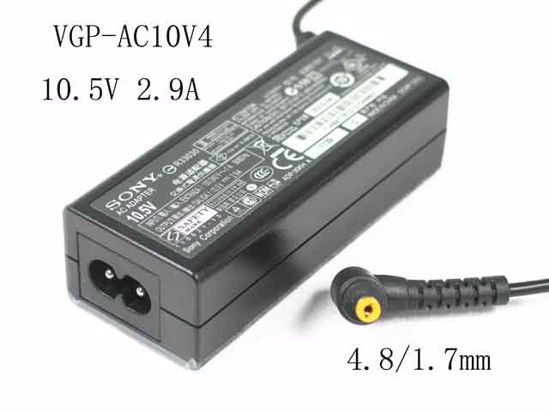 Sony Vaio VPCX Series AC Adapter NEW Original 10.5V 2.9A, 4.8/1.7mm, 2-Prong, New