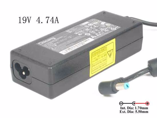 Acer Aspire E1-471G Series AC Adapter NEW Original 19V 4.74A, (5.5/1.7mm), 3-Prong