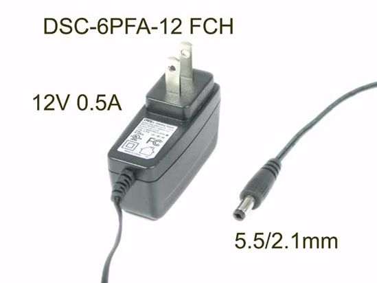 DVE DSC-6PFA-12 AC Adapter NEW Original 12V 0.5A, 5.5/2.1mm, US 2-Pin