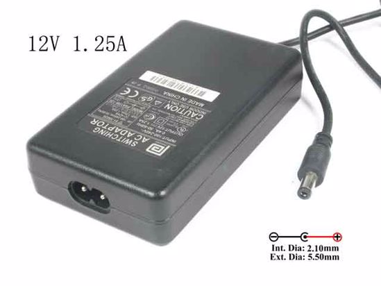 PHIHONG PSA15W-120 AC Adapter NEW Original 12V 1.25A, 5.5/2.1mm, 2-Prong