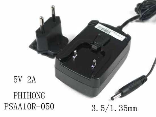 PHIHONG PSAA10R-050 AC Adapter NEW Original 5V 2A, 3.5/1.35mm, EU 2-Pin, New