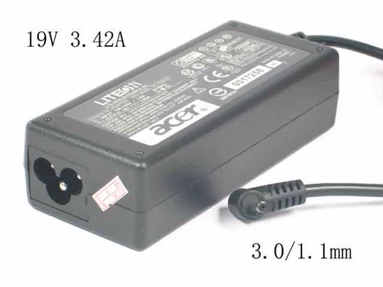 Acer Aspire S5-391 Seies AC Adapter NEW Original 19V 3.42A, Barrel 3.0/1.1mm, 3-Prong