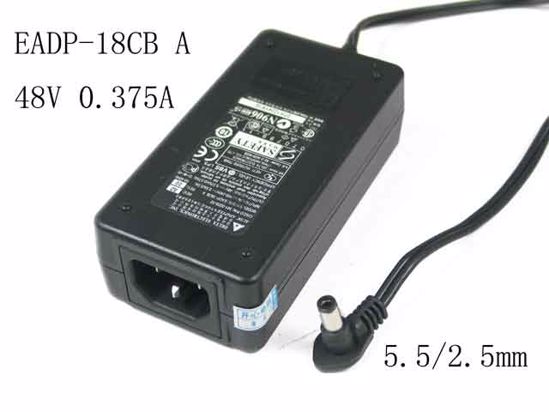 Delta Electronics EADP-18CB AC Adapter- Laptop 48V 0.375A, Barrel 5.5/2.5mm, IEC C14