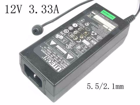 LITE-ON PA-1041-0 AC Adapter- Laptop 12V 3.33A, Barrel 5.5/2.1mm, IEC C14, New