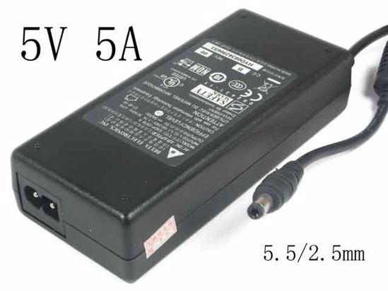 Delta Electronics EADP-25FB AC Adapter NEW Original 5V 5A, 5.5/2.5mm, 2-Prong, New