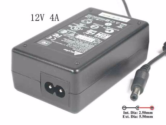 LACIE ACD048A-12 AC Adapter NEW Original 12V 4A, 5.5/2.5mm, 2-Prong, New