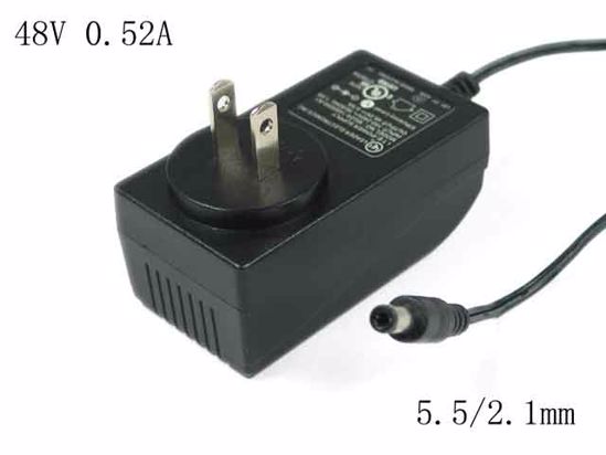 LEI / Leader MU24-1480050-A2 AC Adapter- Laptop 48V 0.52A, Barrel 5.5/2.1mm, US 2 Pin Pl