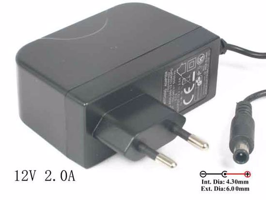 LG ADS-24S-12 AC Adapter NEW Original 12V 2A, 6.0/4.3mm Tip With Pin, EU 2-Pin Plug