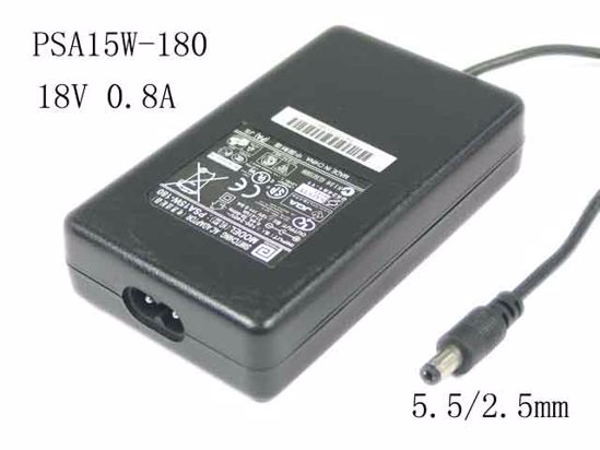 PHIHONG PSA15W-180 AC Adapter- Laptop 18V 0.8A, 5.5/2.5mm,2-Prong