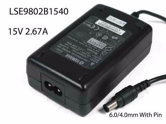 YAMAHA AC to DC (Yamaha) AC Adapter NEW Original 15V 2.67A, 6.0/4.0mm With Pin, 2-Prong,