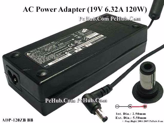 Delta Electronics ADP-120ZB BB AC Adapter NEW Original 19V 6.32A, 5.5/2.5mm, 3-Prong, Ne