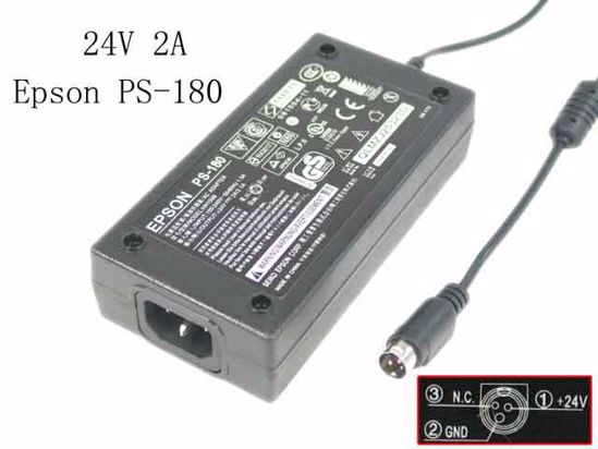 Epson AC to DC (Epson) AC Adapter 20V Above 24V 2A, 3-Pin Din, C14