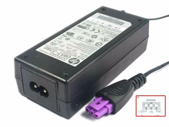 HP Common Item (HP) AC Adapter 20V Above 32V 0.75A, Rectangular Tip, 2-Prong, New