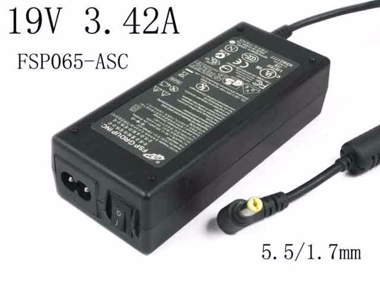 FSP Group Inc FSP065-ASC AC Adapter- Laptop 19V 3.42A, 5.5/1.7mm, 2-Prong