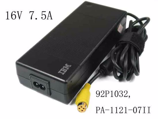 IBM Common Item (IBM) AC Adapter NEW Original 16V 7.5A, 4-Hole Din, 2-Prong