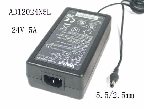 ViaSat AD12024N5L AC Adapter 20V Above 24V 5A, 5.5/2.5mm, C14, New