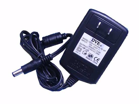 DVE DSA-015125A-15 AC Adapter 13V-19V 15V 1.25A, 5.5/2.1mm, US 2-Pin, New