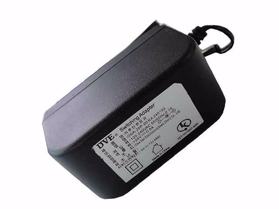 DVE DSA-20P-20 AC Adapter 20V Above 24V 0.8A, 5.5/2.5mm, EU 2-Pin, New