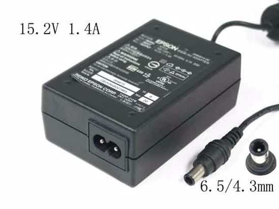 Epson A241B AC Adapter 13V-19V 15.2V 1.4A, 6.5/4.3mm With Pin, 2-Prong, New