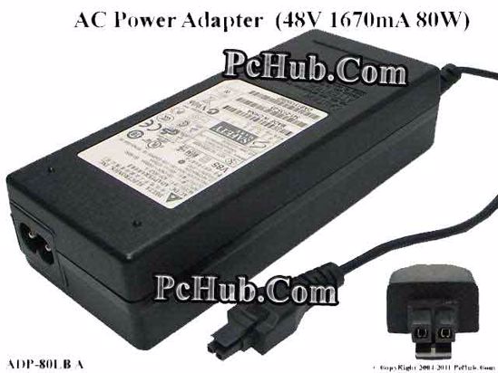 Delta Electronics ADP-80LB A AC Adapter NEW Original 48V 1.67A, 2-Hole,2-Prong, New