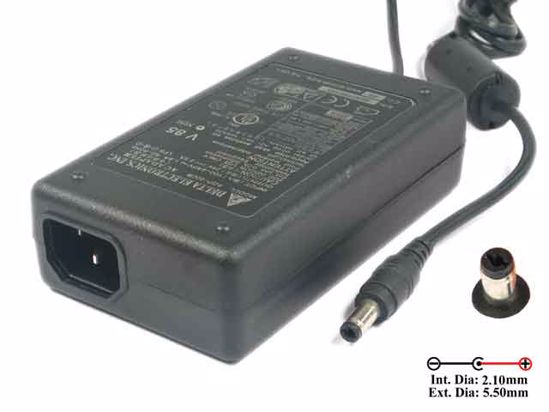 Delta Electronics ADP-50ZB AC Adapter 20V Above 24V 2.5A, 5.5/2.1mm, C14, New