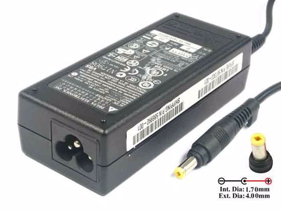 Delta Electronics ADP-65JH BB AC Adapter- Laptop 19V 3.42A, Barrel 4.8/1.7mm, 3-Prong