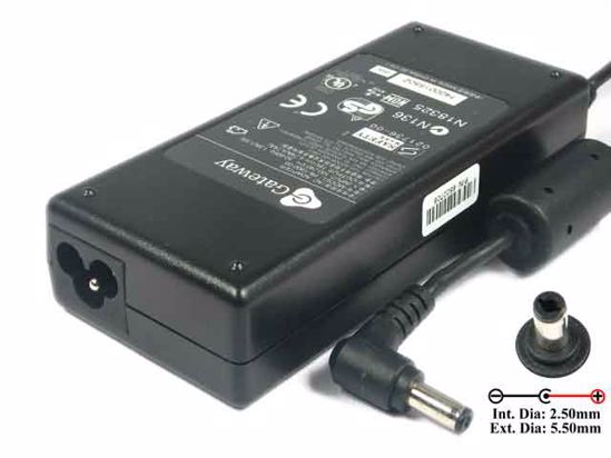 Gateway Common Item (Gateway) AC Adapter- Laptop 19V 4.74A 90W, Barrel 5.5/2.5mm, 3-Pron