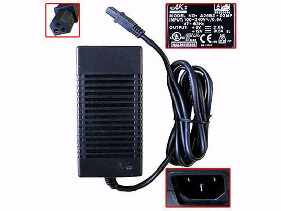 ACP OEM Power AC Adapter Compatible A25B3-02, 5V 2A/12V 0.05A, 3-Hole, C14 , New