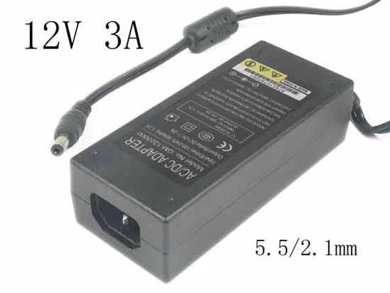 ACP OEM Power AC Adapter Compatible GM-1203000, 12V 3A, 5.5/2.1mm, C14, New