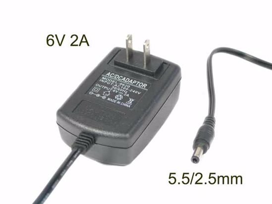 ACP OEM Power AC Adapter Compatible WY-0623, 6V 2A, 5.5/2.5mm, US 2-Pin, New