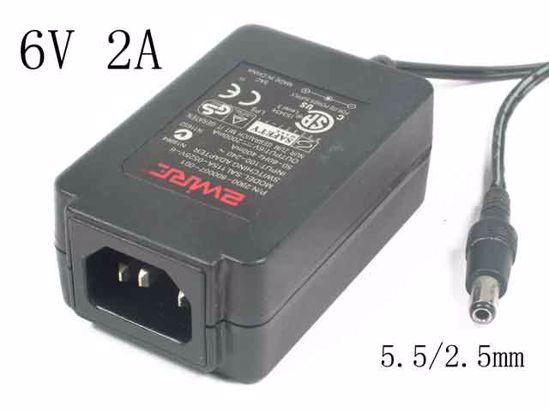 2Wire SAL115A-0525V-6 AC Adapter NEW Original 6V 2A, 5.5/2.5mm, C14, New