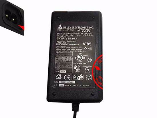 Delta Electronics ADP-50ZB AC Adapter NEW Original 12V 3.5A, 5.5/2.5mm, 2-Prong, New