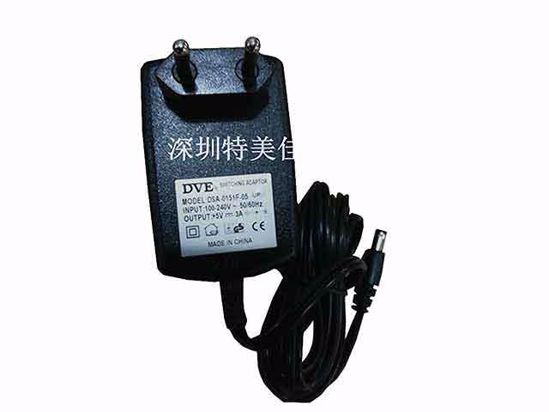 DVE DSA-0151F-05 AC Adapter NEW Original 5V 3A, 5.5/2.1mm, EU 2-Pin, New