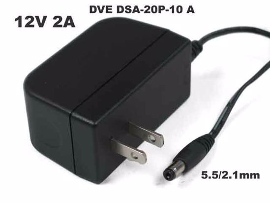 DVE DSA-20P-10 AC Adapter NEW Original 12V 2A, 5.5/2.1mm, US 2-Pin, New