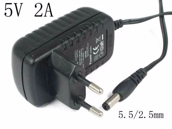 Ktec KSAC0500200W1EU AC Adapter NEW Original 5V 2A, 5.5/2.5mm, EU 2-Pin, New