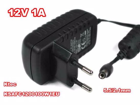 Ktec KSAFC1200100W1EU AC Adapter NEW Original 12V 1A, 5.5/2.1mm, EU 2-Pin, New