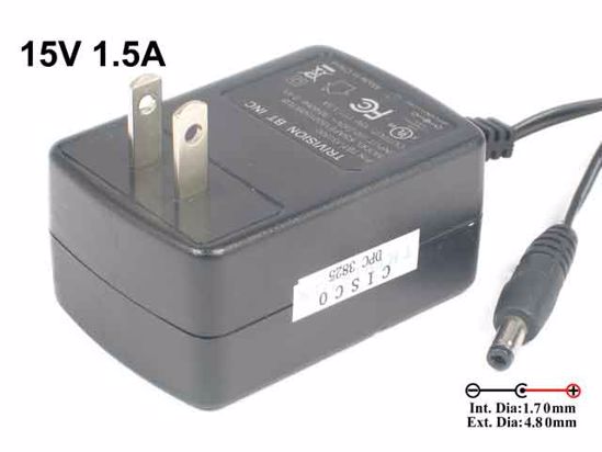 Ktec KSAFE1500150W1US AC Adapter NEW Original 15V 1.5A, 4.8/1.7mm, US 2-Pin, New