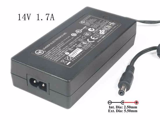 LEI / Leader NU24-2140170-13 AC Adapter NEW Original 14V 1.7A, 5.5/2.5mm, 2-Prong, New