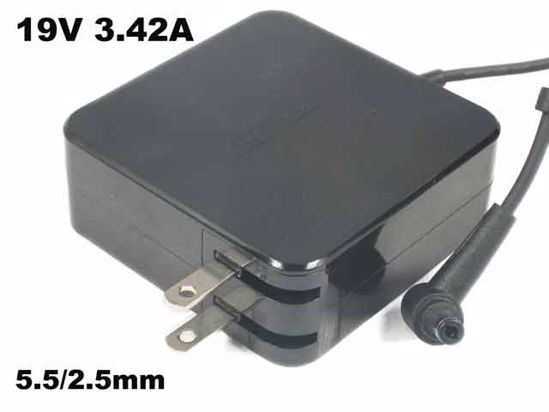 LITE-ON PA-1650-93 AC Adapter NEW Original 19V 3.42A, Barrel 5.5/2.5mm, US 2-Pin Plug