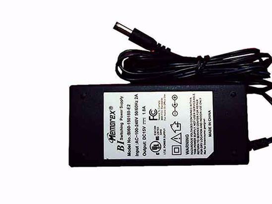 Memorex BI60-150180E2 AC Adapter NEW Original 15V 1.8A, 5.5/2.1mm, 2-Prong, New