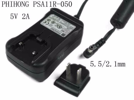 PHIHONG PSA11R-050 AC Adapter NEW Original 5V 2A, 5.5/2.1mm, US 2-Pin