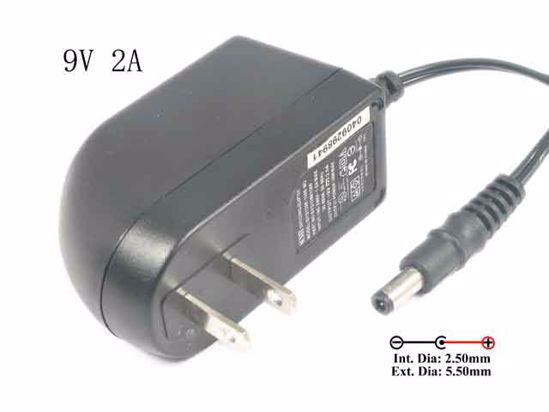 Sunny SYS1298-1509-W2 AC Adapter NEW Original 9V 2A, Barrel 5.5/2.5mm, US 2-Pin Plug