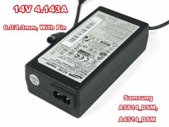 Samsung Laptop Common Item (Samsung Laptop) AC Adapter- Laptop A5814_DSM, 14V 4.143A, 6.