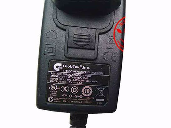 GlobTek GT-41052-1305 AC Adapter NEW Original GT-41052-1305, 5V 2.6A, 3.5/1.35mm, US 2-