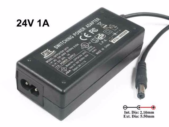 GME GFP241DA-2410 AC Adapter NEW Original GFP241DA-2410, 24V 1A, 5.5/2.1mm, 2-Prong, New