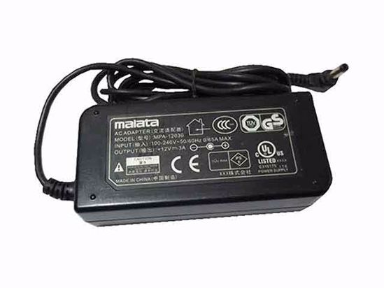 Other Brands Malata AC Adapter NEW Original MPA-12030, 12V 3A, 4.0/1.7mm, 3-Prong, New