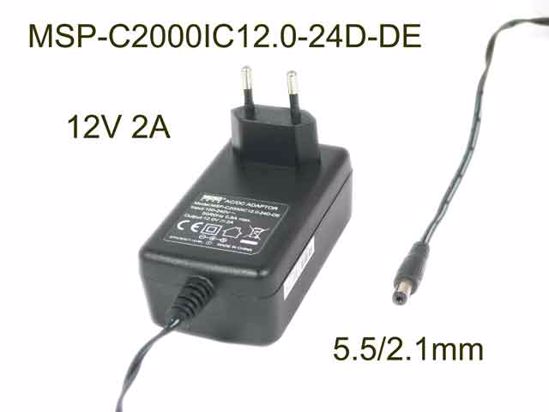 MOSO MSP-C2000IC12.0-24W-DE AC Adapter NEW Original 12V 2A, 5.5/2.1mm, EU 2-Pin Plug